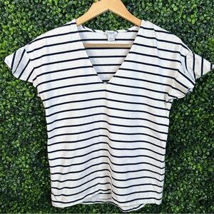 J. Crew Women's Black and‎ White Striped Top